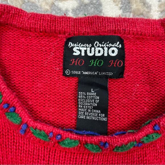 Vintage Designers Originals Studio Snowmen Christmas Grandma Sweater Large - Picture 3 of 5